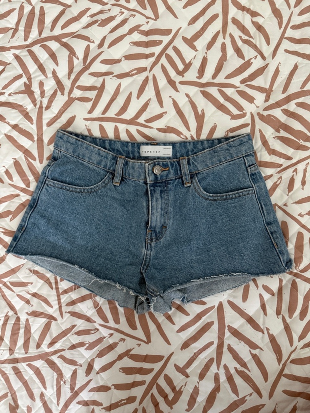 NWOT Topshop Blue Denim Frayed Hem Shorts
